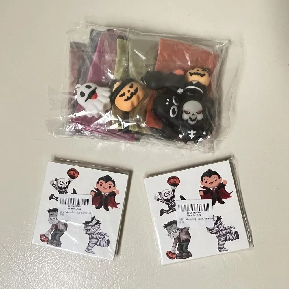 Bundle of 6 Pack Halloween Parachute Toys & 360 Halloween Temporary Tattoos